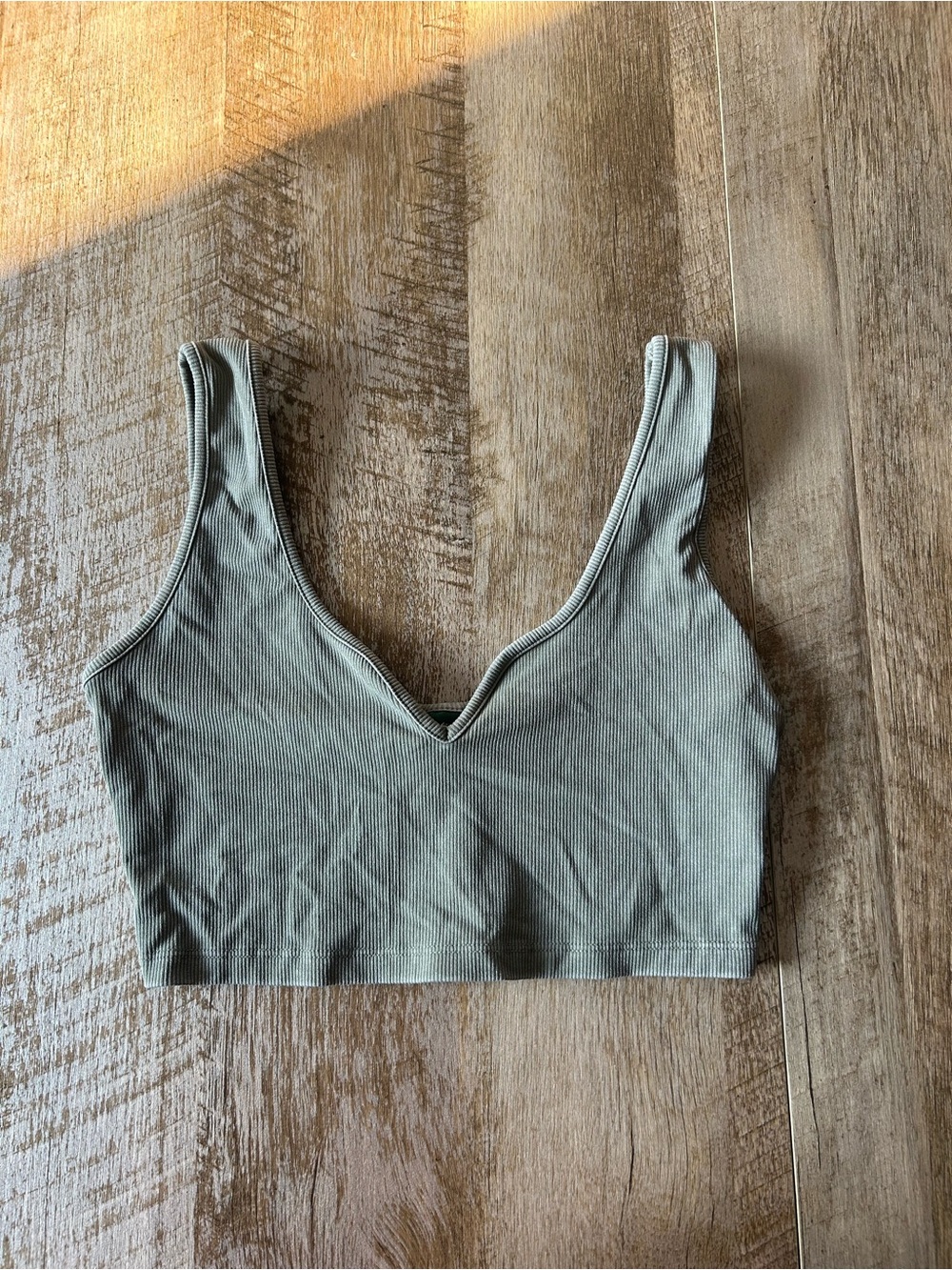 wild fable Ribbed V-Neck Bralette in Sage
